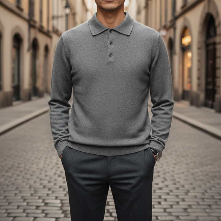 Men’s Knit Polo Shirt Longsleeve