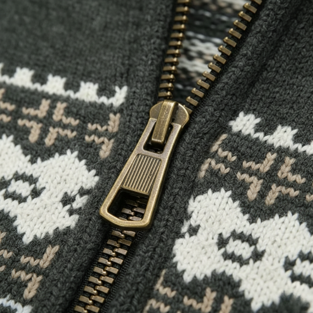 Men Nordic Full Zip Cardigan Sweater