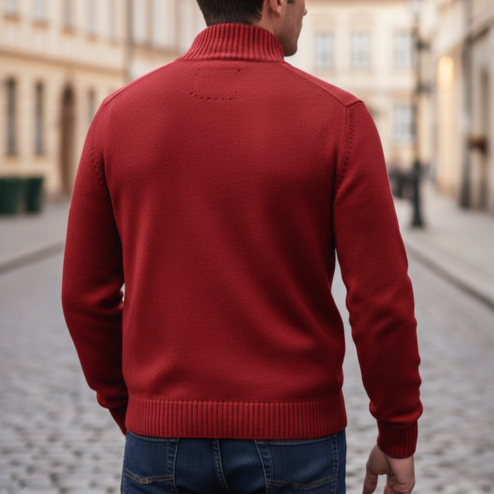 Men Quarter Zip Mock Neck Sweater