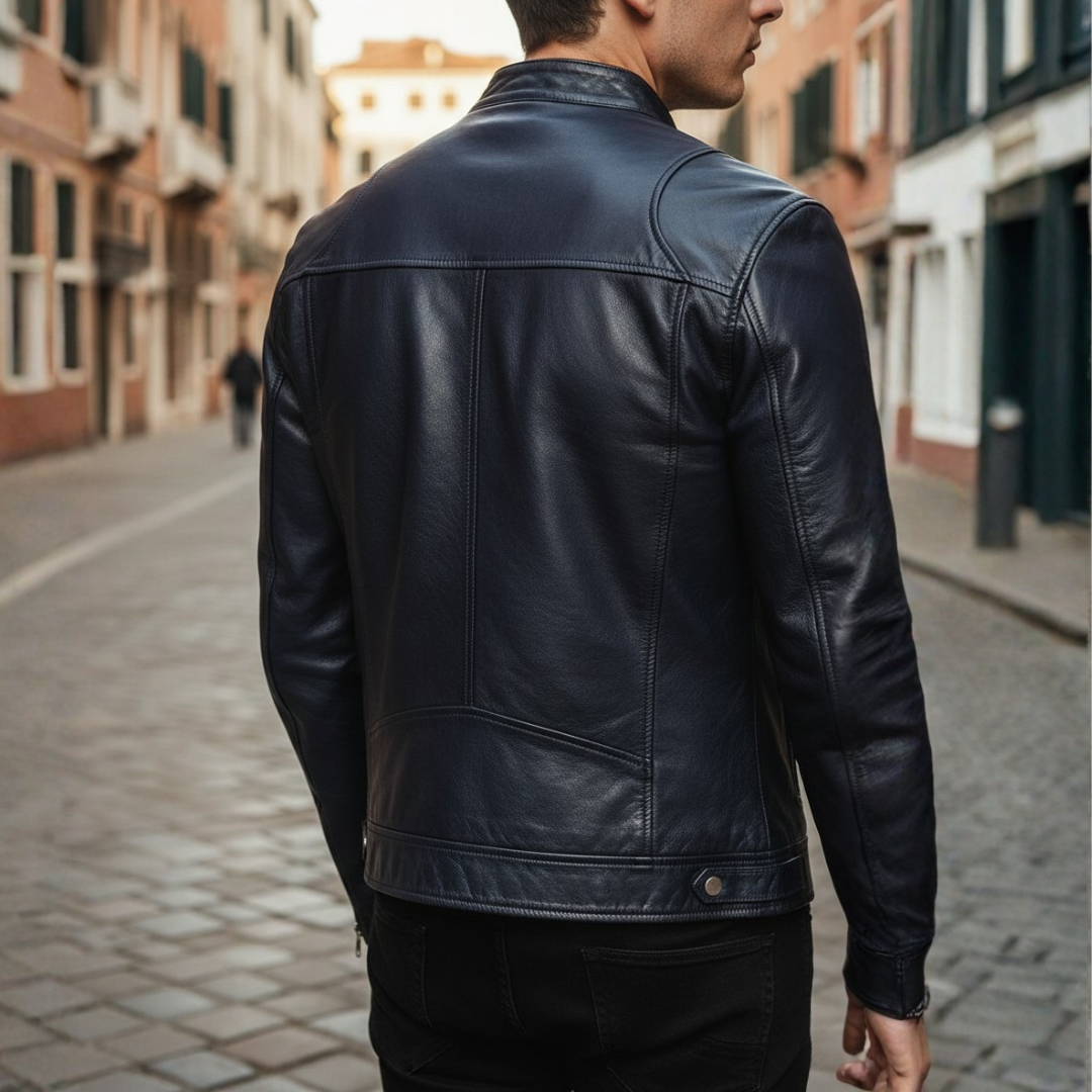 Men Faux Leather Slim Biker Moto Jacket