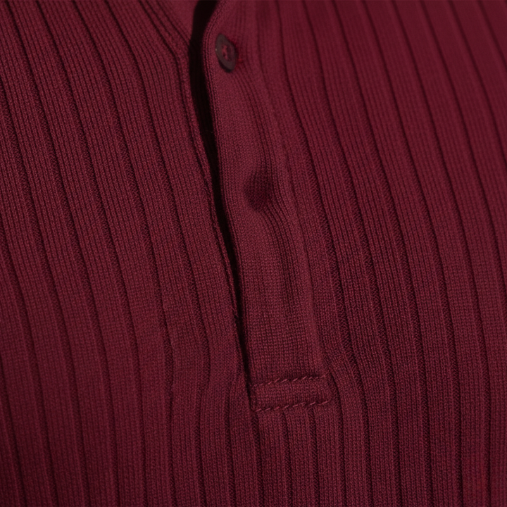 Men Ribbed Short Sleeve Polo Shirt