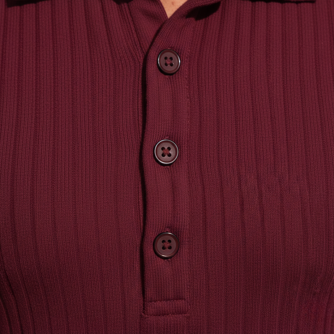 Men Ribbed Short Sleeve Polo Shirt