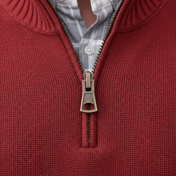 Men Quarter Zip Mock Neck Sweater