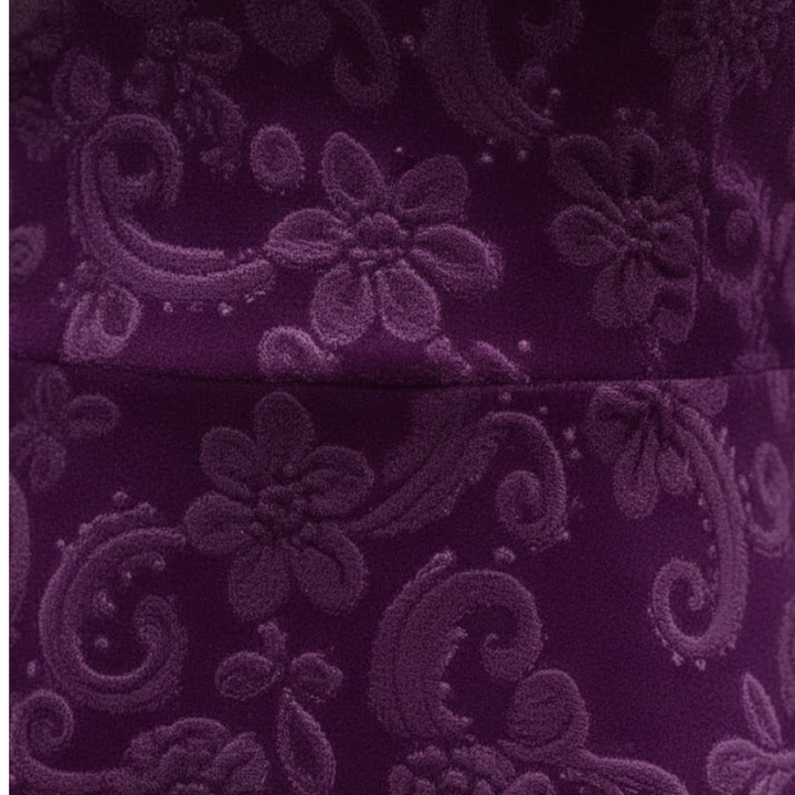 Robe midi en velours à fleurs pour femme à manches trois-quarts