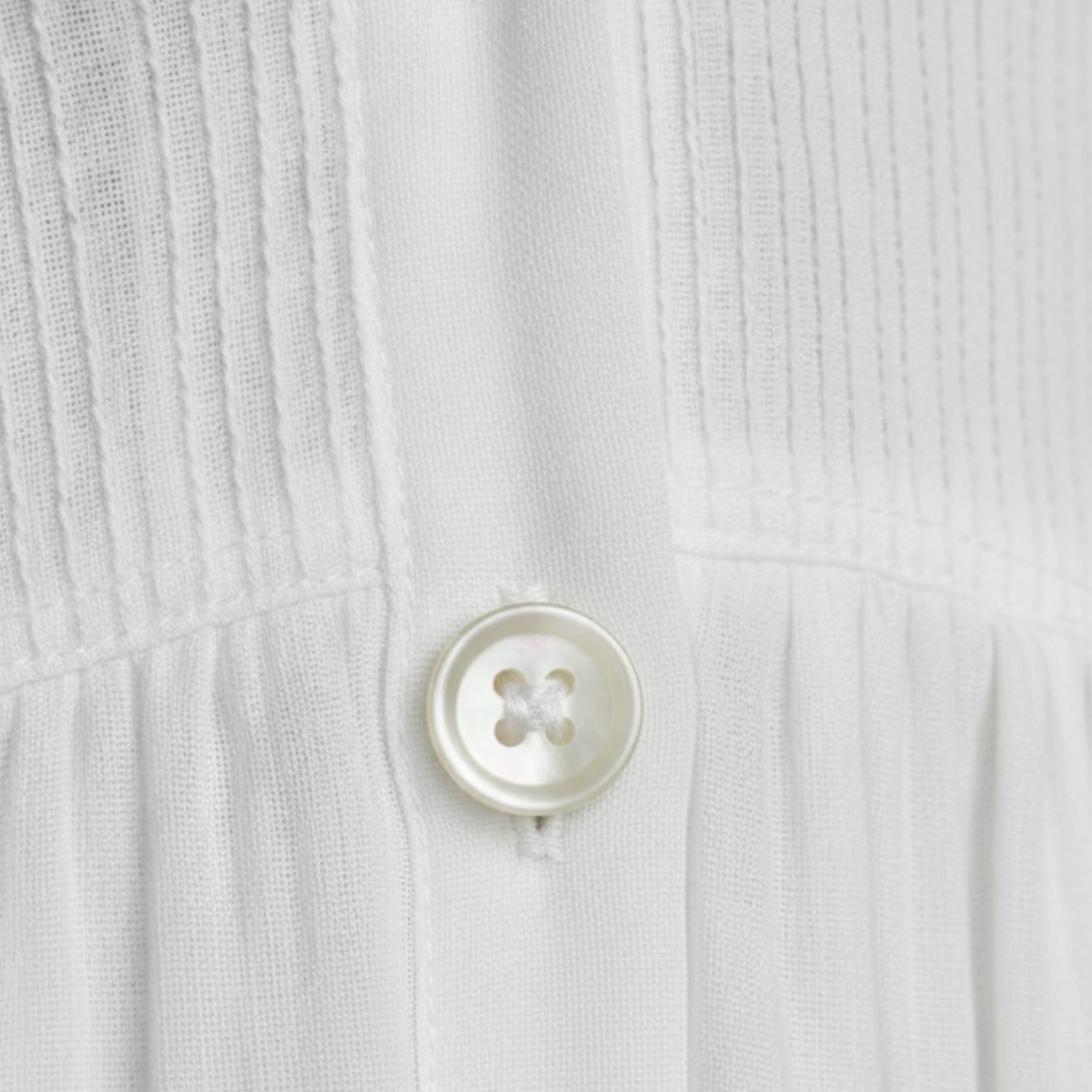 Robe longue en coton et lin patchwork col montant manches longues pour femme