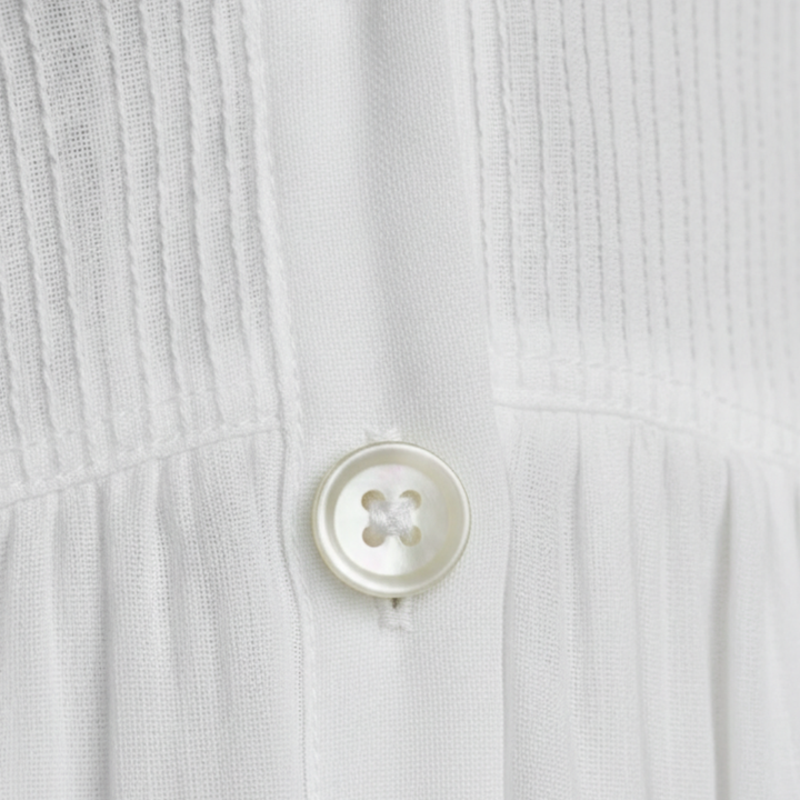 Robe longue en coton et lin patchwork col montant manches longues pour femme