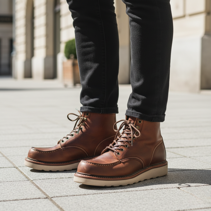 Men Synthetic Leather Orthopedic Moc Toe Boots