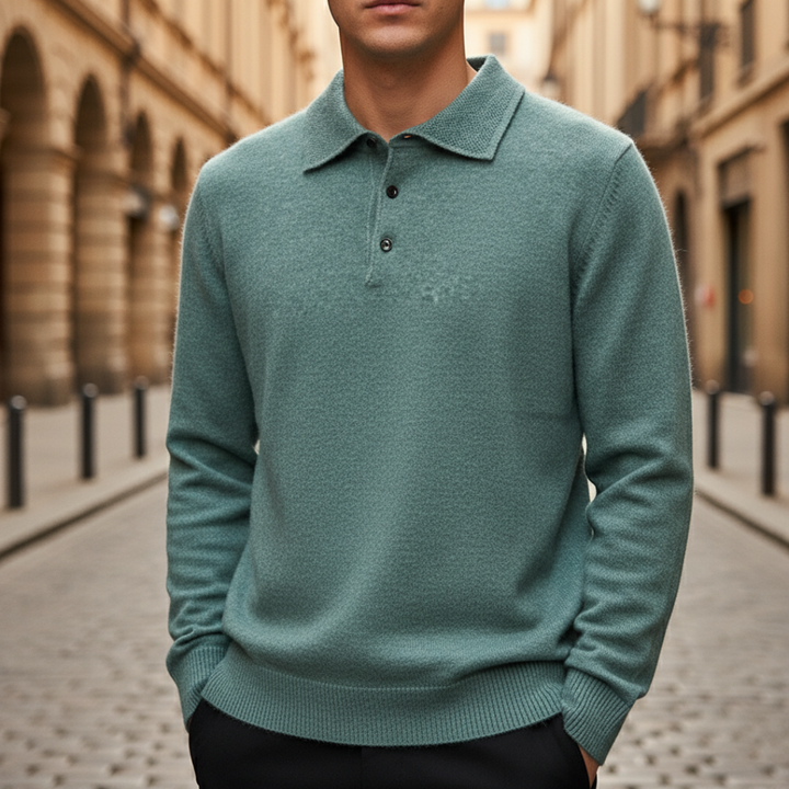 Men’s Knit Polo Shirt Longsleeve