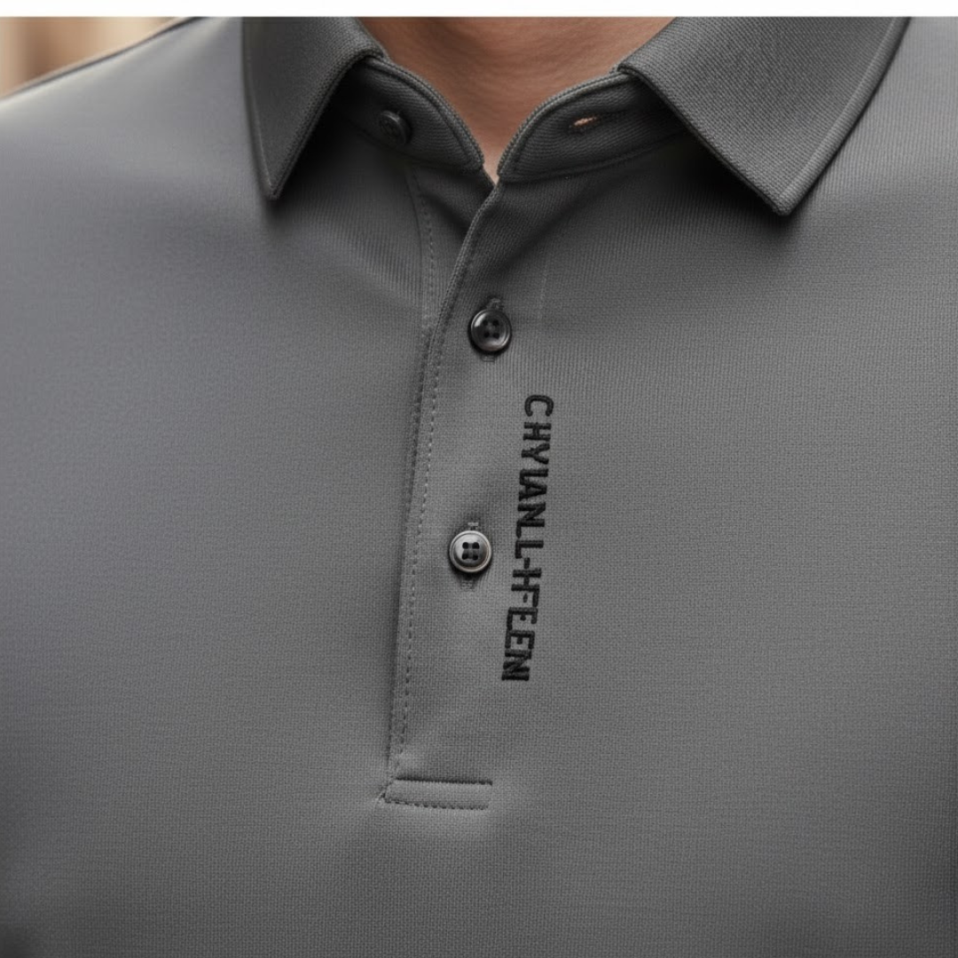 Chemise polo à manches longues décontractée pour homme, couleur unie