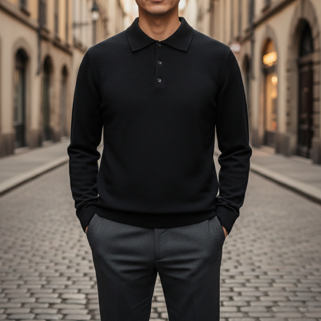 Men’s Knit Polo Shirt Longsleeve