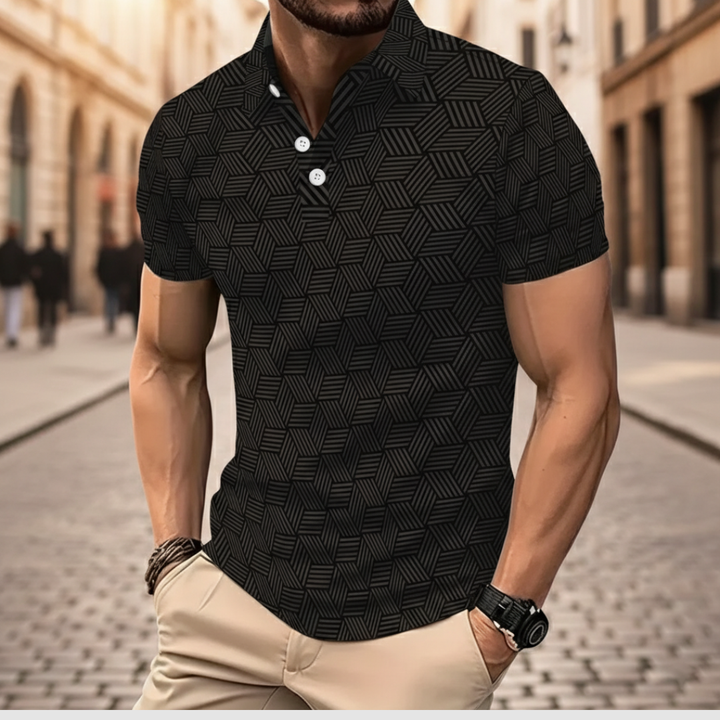 Men’s Geometric Print Knit Polo Shirt