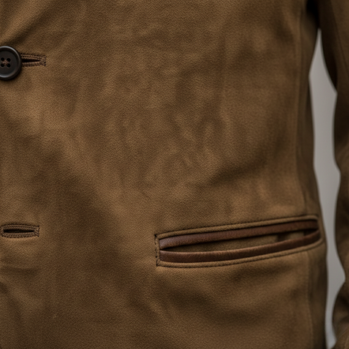 Men Suede Fur Collar Blazer Jacket