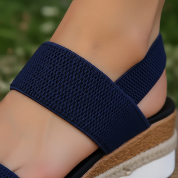 Women Orthopedic Elastic Fabric Cork Wedge Sandals