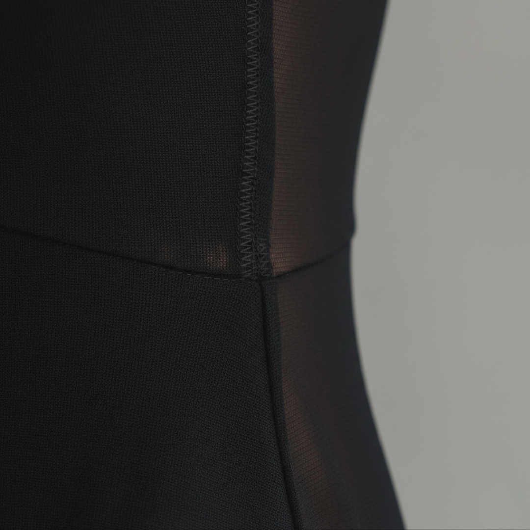 Vestido largo de tul con mangas largas, capas, negro, holgado para mujer