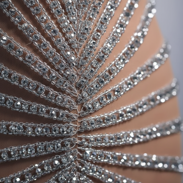 Robe longue décolletée en polyester à paillettes pour femme