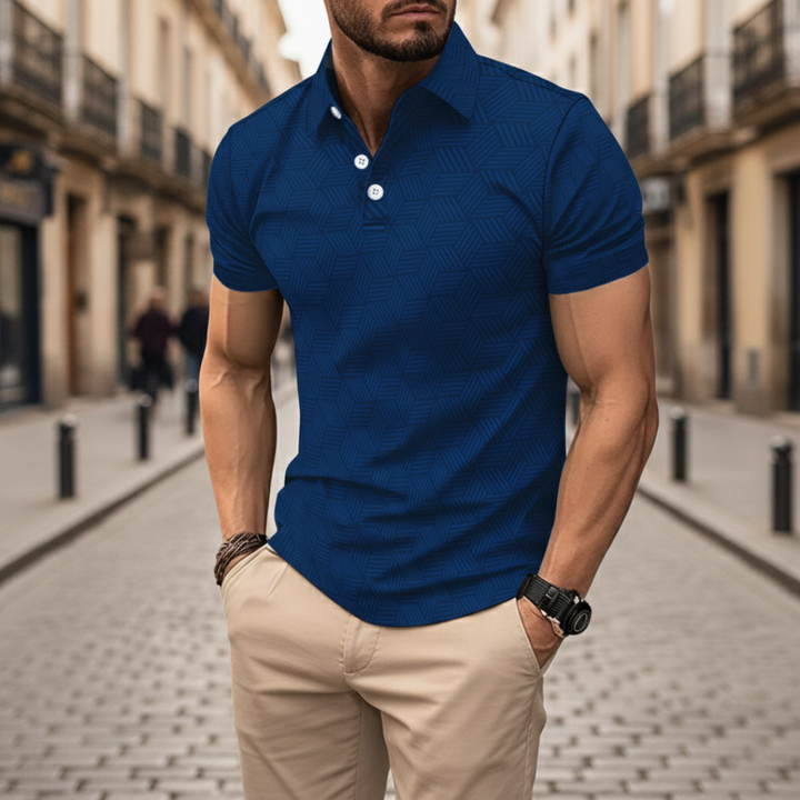 Men’s Geometric Print Knit Polo Shirt