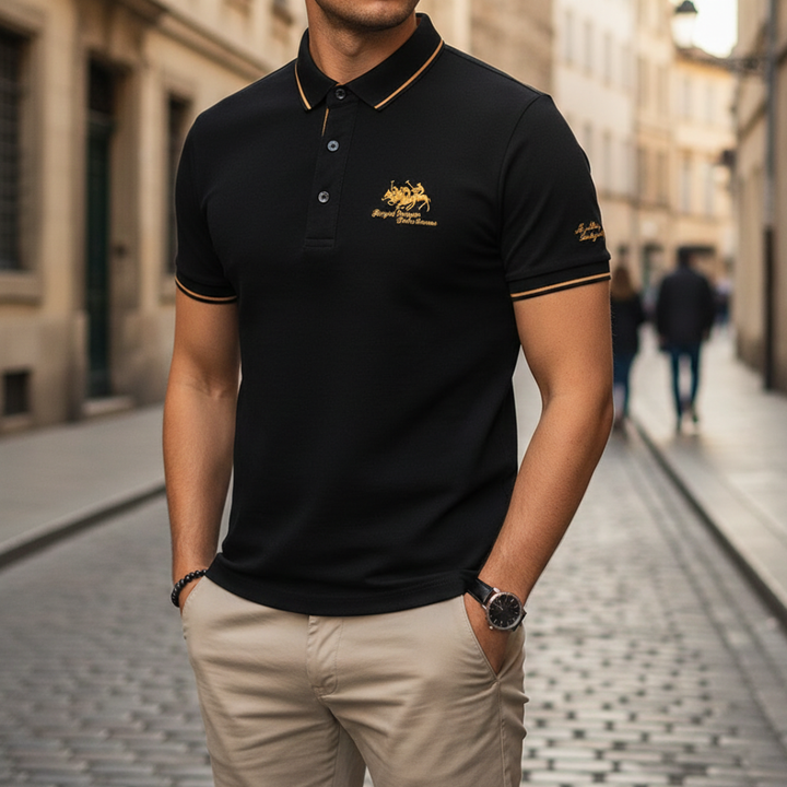 Men Embroidered Short Sleeve Polo Shirt