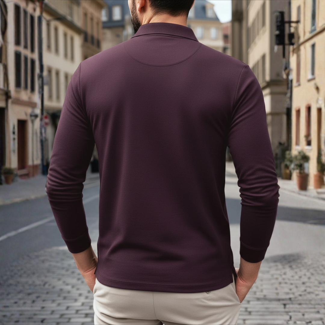 Men Tipped Long Sleeve Polo Shirt