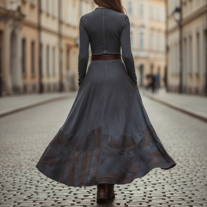 Robe longue pour femme en tissu mélangé