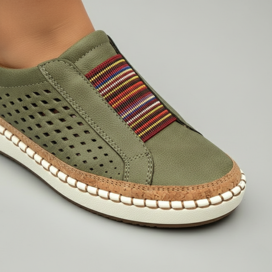 Women Orthopedic Faux Leather Slip On Sneakers