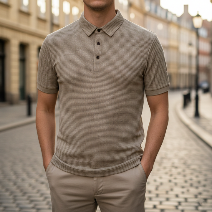 Men’s Textured Knit Polo Shirt