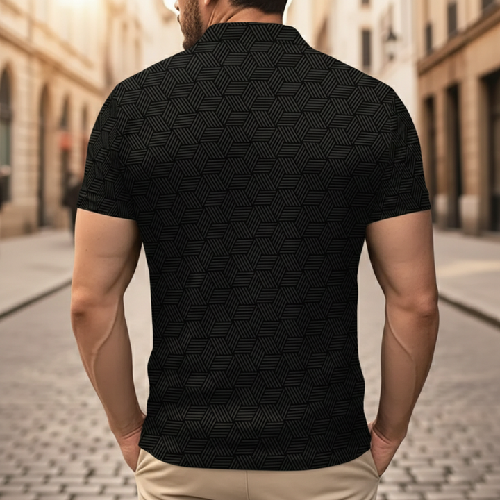 Men’s Geometric Print Knit Polo Shirt