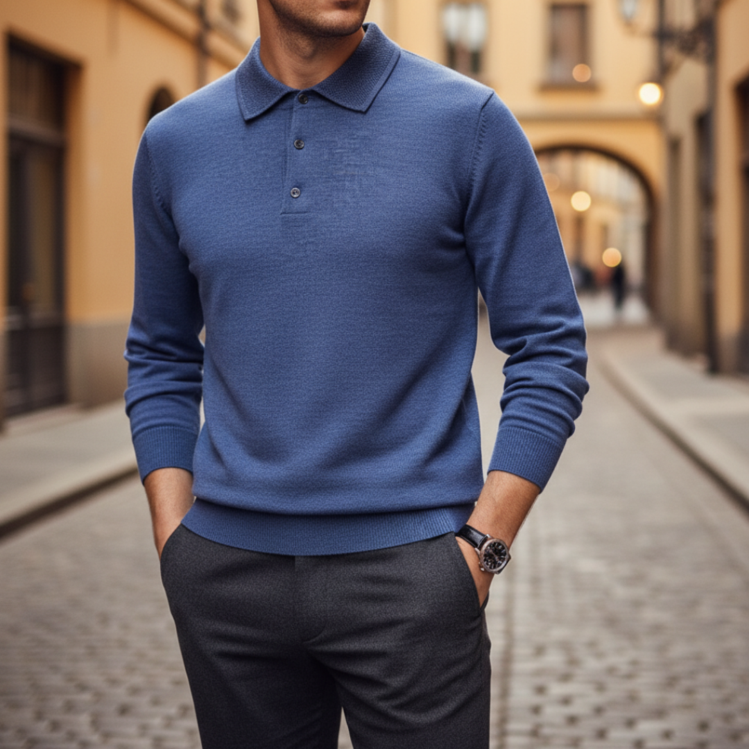 Men’s Knit Polo Shirt Longsleeve