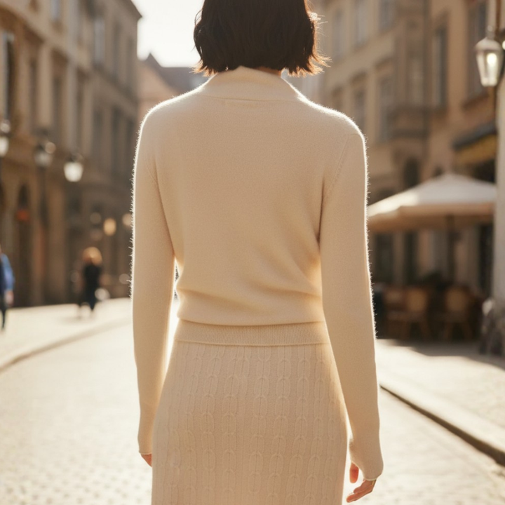 Women Knit Asymmetric Overlap Neck Sweater