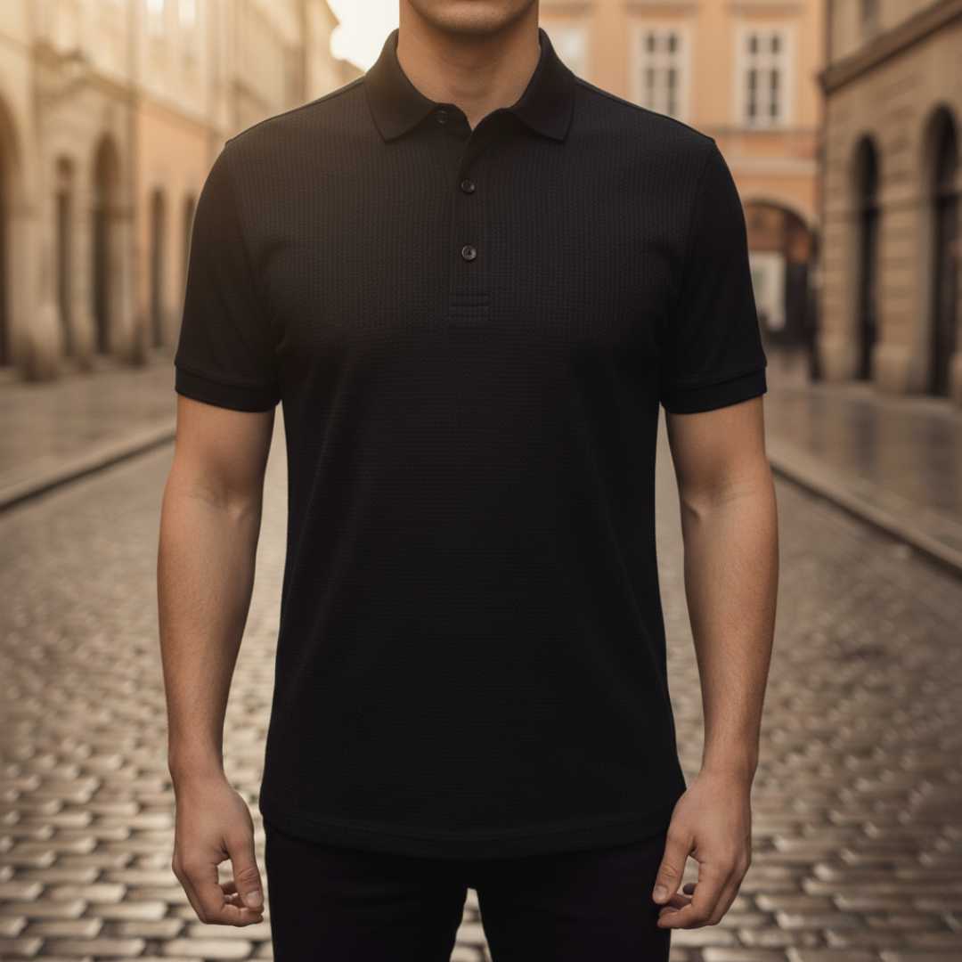 Men’s Textured Knit Polo Shirt