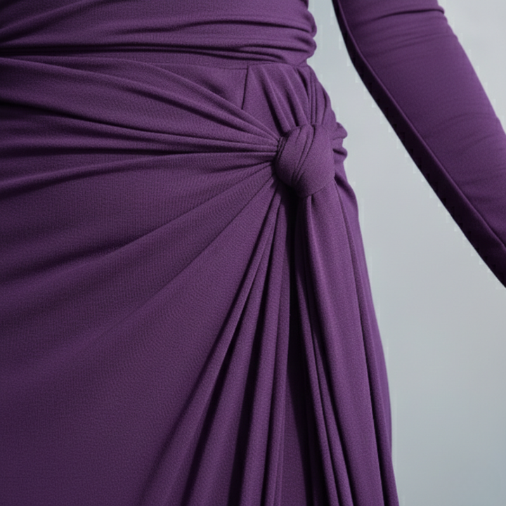 Maxi Dress Side Knot Long Sleeve Floor Length Women