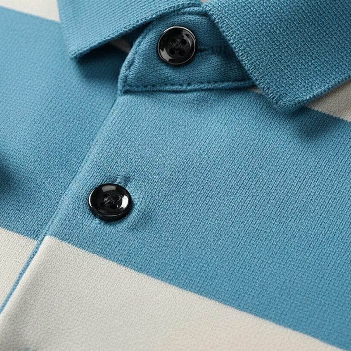Men Striped Short Sleeve Polo Shirt