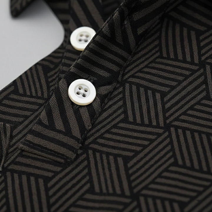 Men’s Geometric Print Knit Polo Shirt