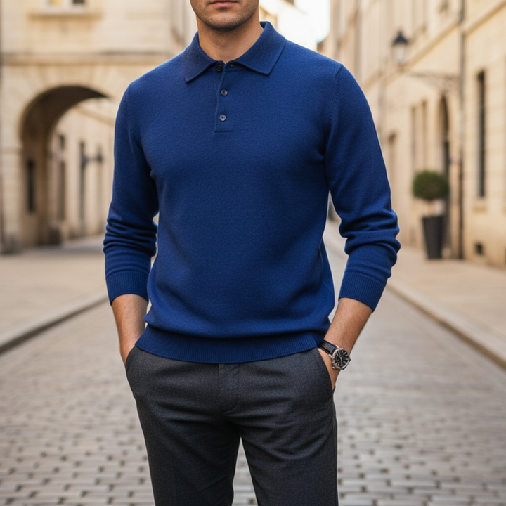 Men’s Knit Polo Shirt Longsleeve
