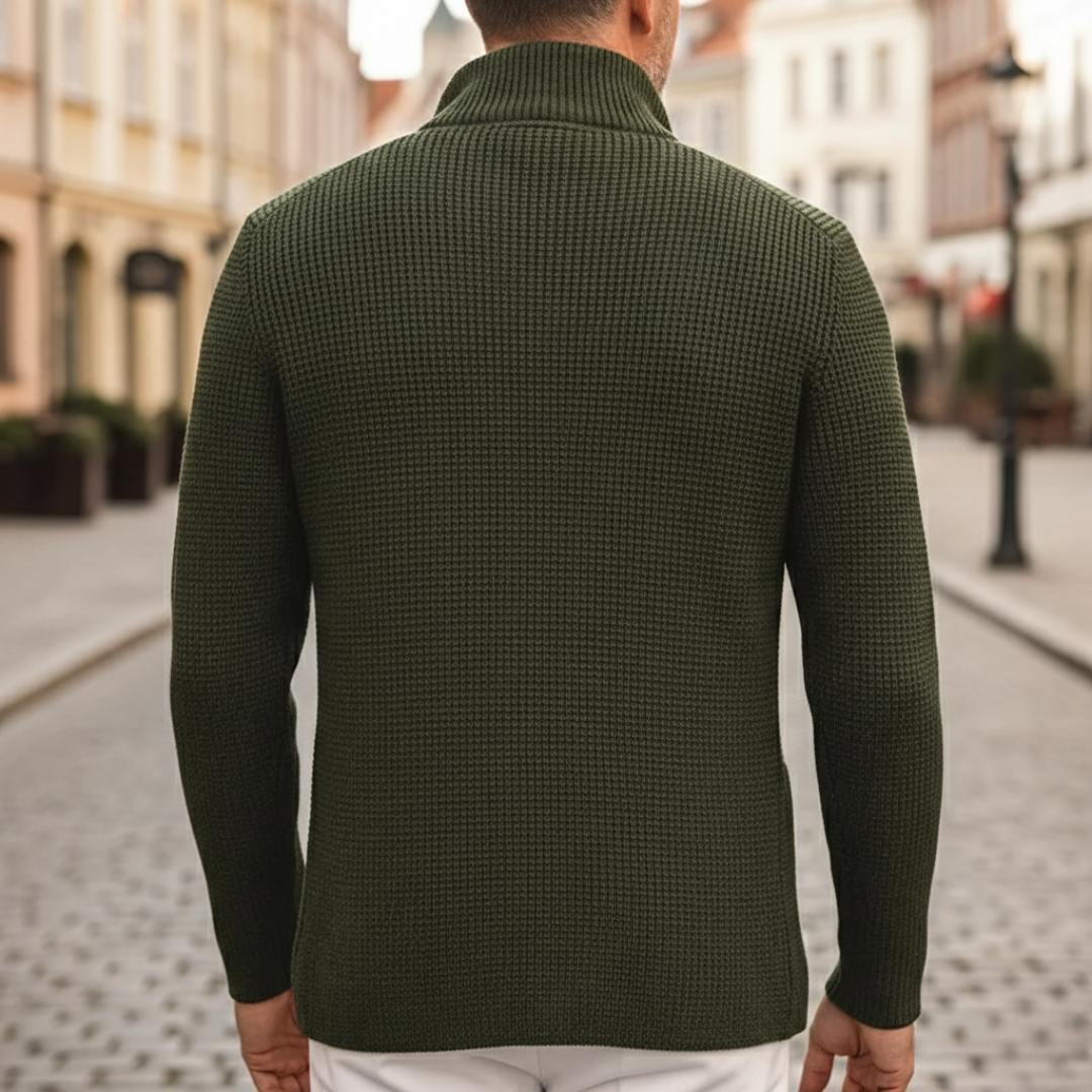 Men Ribbed Knit Button Cardigan