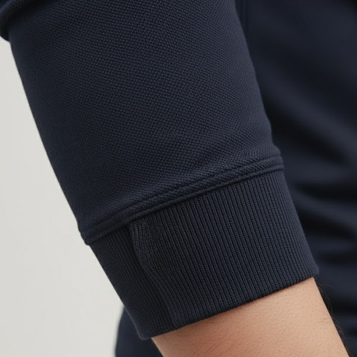 Polo homme à manches longues couleur unie coupe ample tissu en polyester