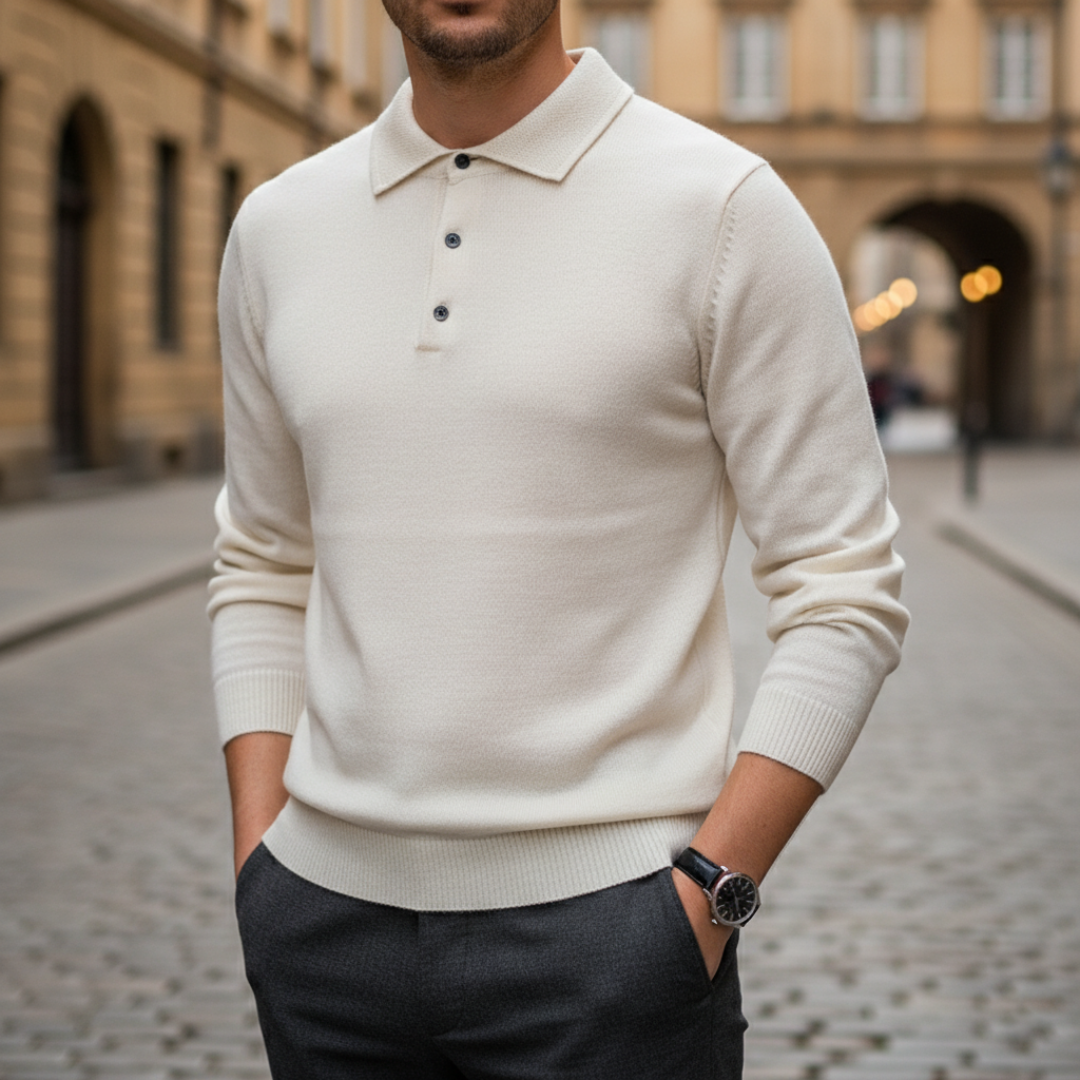 Men’s Knit Polo Shirt Longsleeve