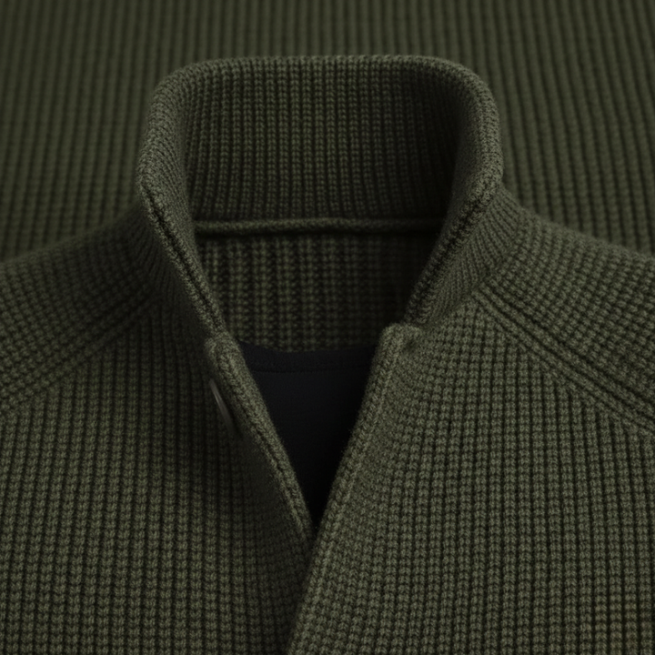 Men Ribbed Knit Button Cardigan