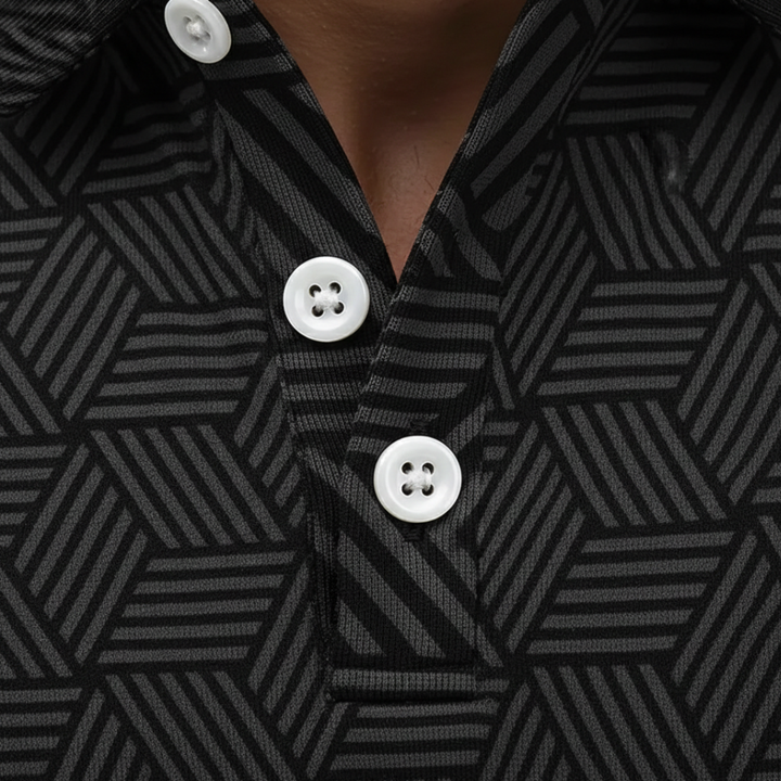 Men’s Geometric Print Knit Polo Shirt