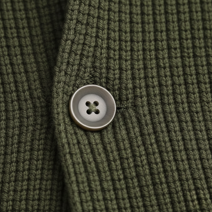 Men Ribbed Knit Button Cardigan
