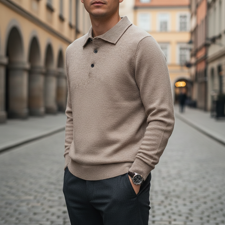 Men’s Knit Polo Shirt Longsleeve