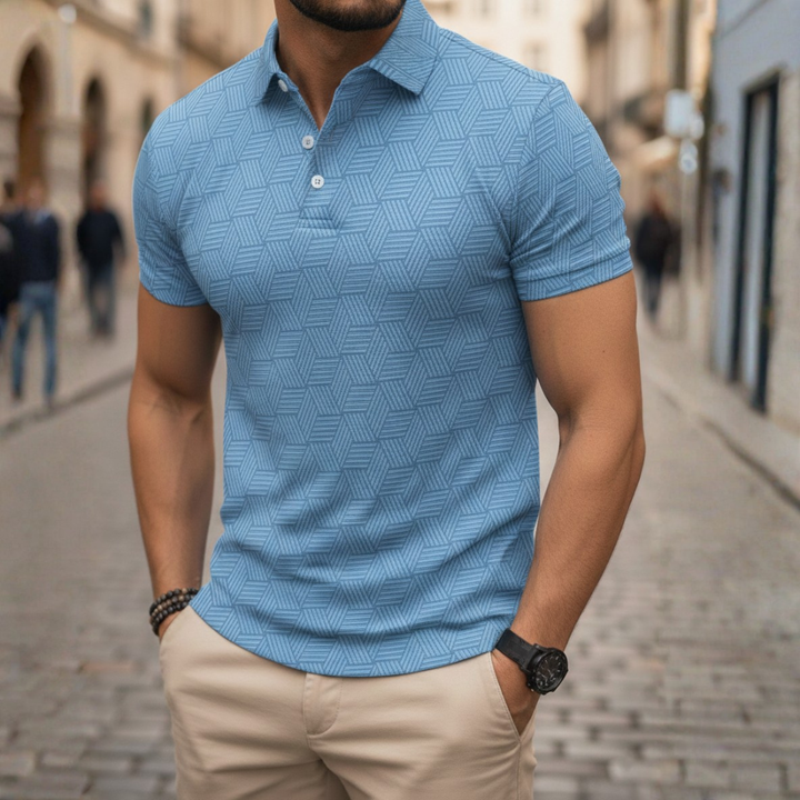 Men’s Geometric Print Knit Polo Shirt