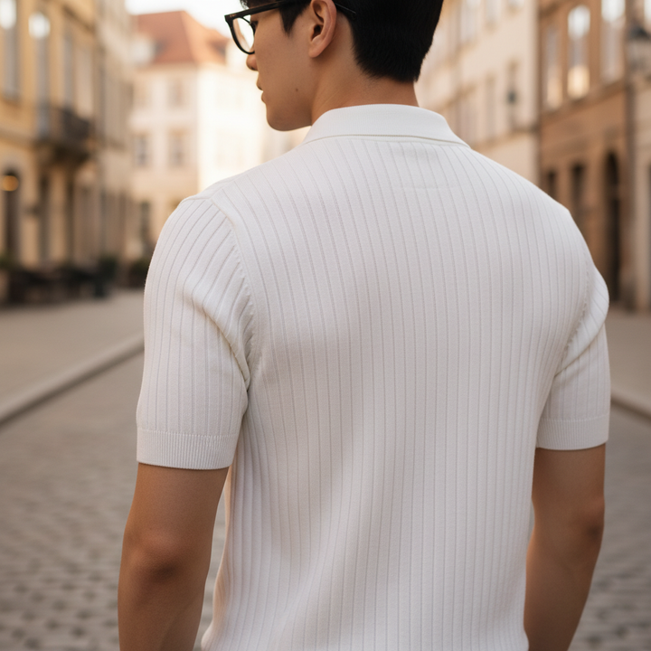 Men’s Ribbed Knit Polo Shirt