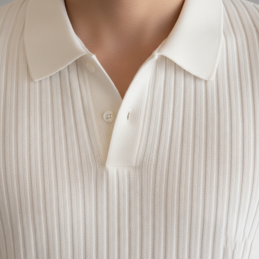 Men’s Ribbed Knit Polo Shirt
