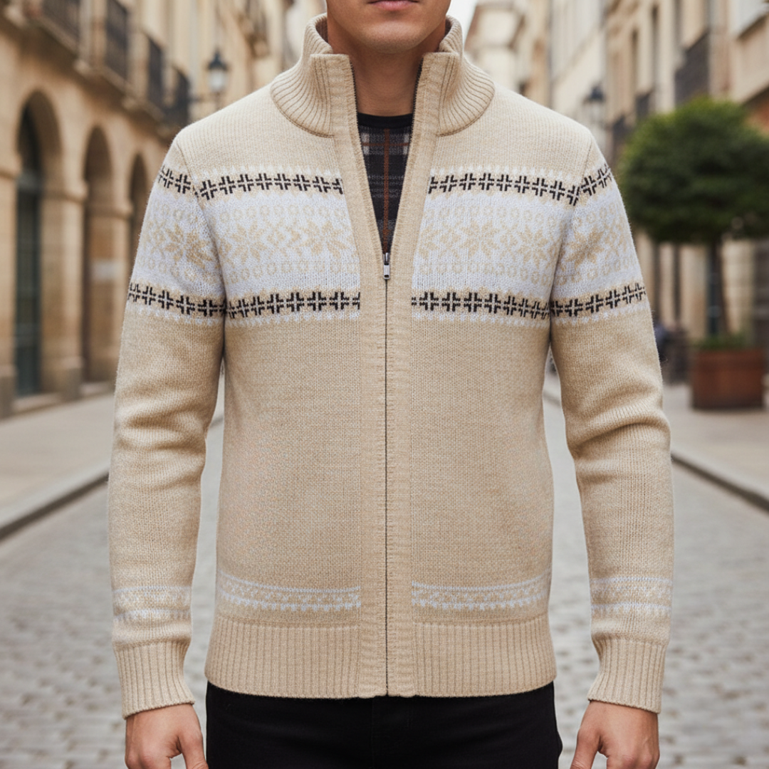 Men Nordic Full Zip Cardigan Sweater