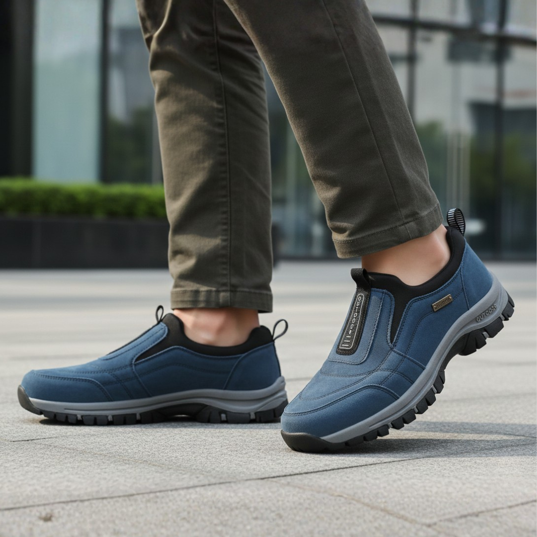 Men Orthopedic Synthetic Suede Slip On Walking Shoes