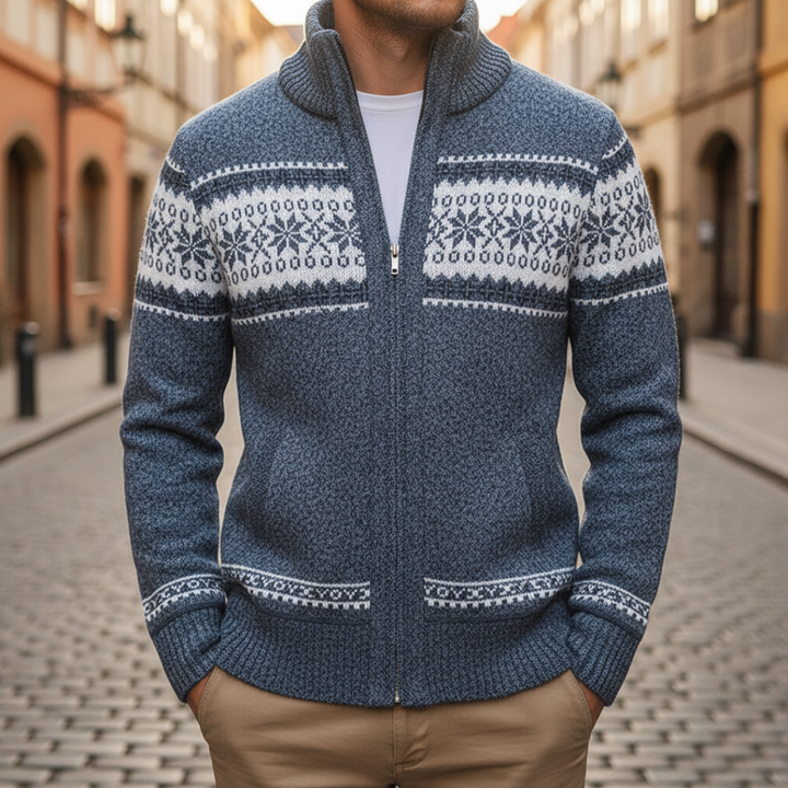 Men Nordic Full Zip Cardigan Sweater