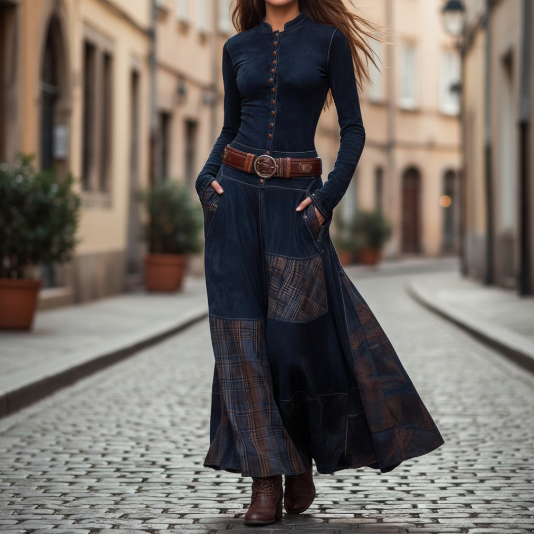 Robe longue pour femme en tissu mélangé