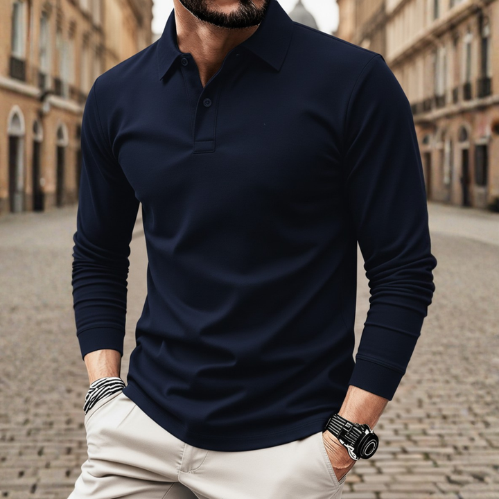 Men Tipped Long Sleeve Polo Shirt