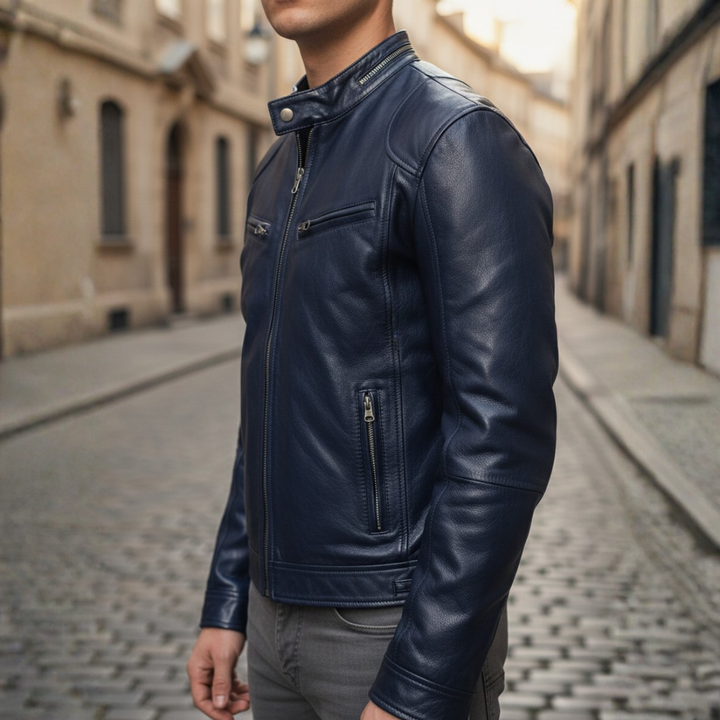 Men Faux Leather Slim Biker Moto Jacket