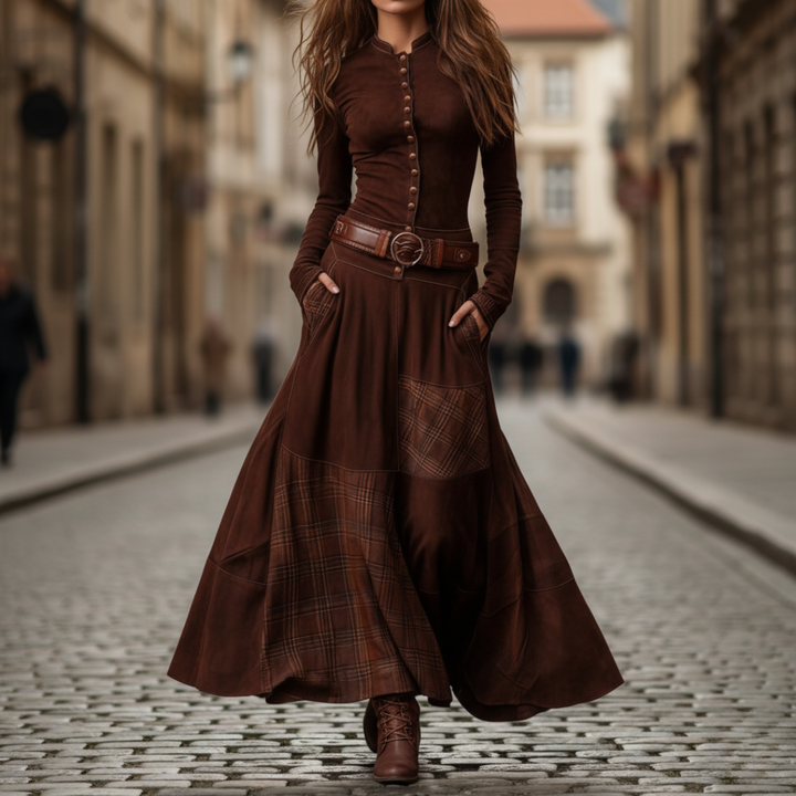 Robe longue pour femme en tissu mélangé